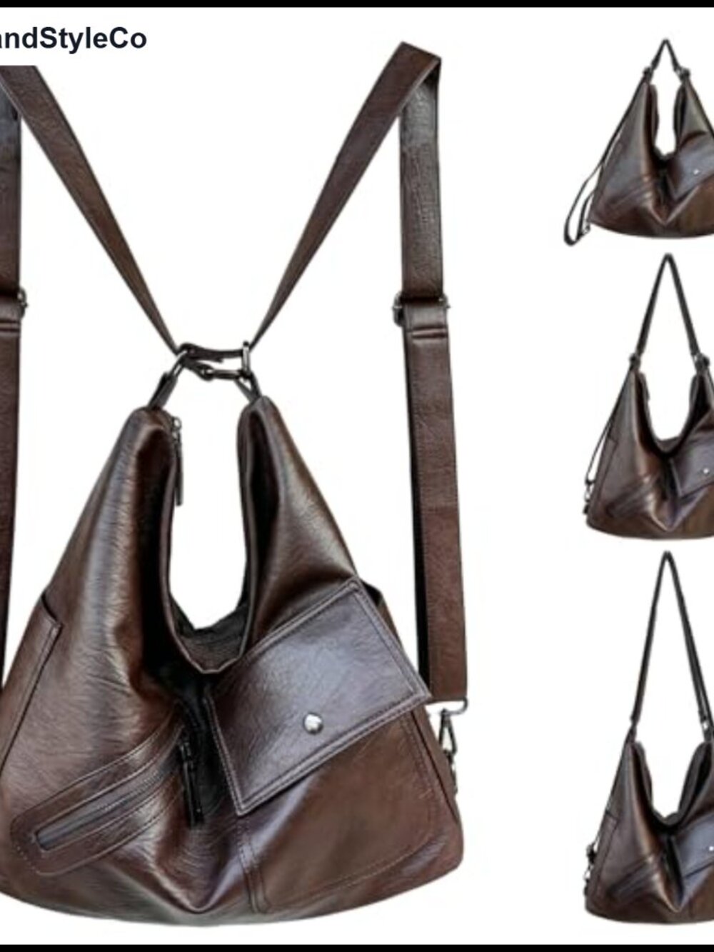 Vegan Leather Convertible Backpack Purse 4-in-1 Crossbody Shoulder Bag